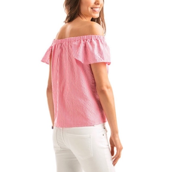 Vineyard Vines striped pink Off the shoulder top - Picture 2 of 8